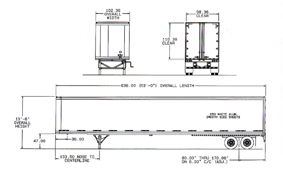 How many cubic feet are in a 53-foot trailer?